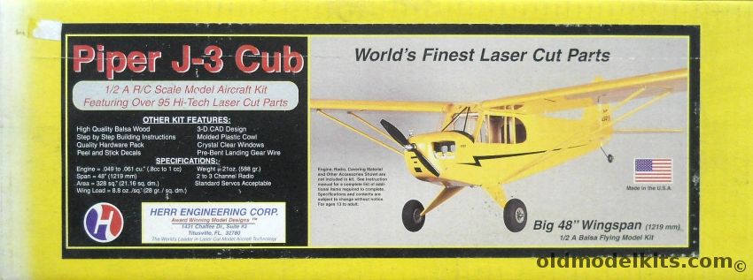 Herr Engineering Piper J-3 Cub  - 48 Inch Wingspan Scale R/C Flying Model, K-505 plastic model kit