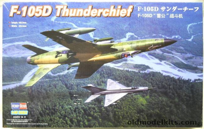 Hobby Boss 1/48 Republic F-105D Thunderchief - With Kits-World Decals And LF ModelsCamouflage Painting Mask, 80332 plastic model kit
