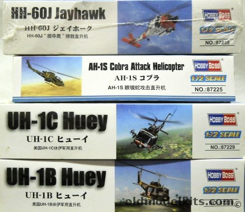 Hobby Boss 1/72 HH-60J Jayhawk / AH-1S Cobra / UH-1C Huey / UH-1B Huey, 87235 plastic model kit