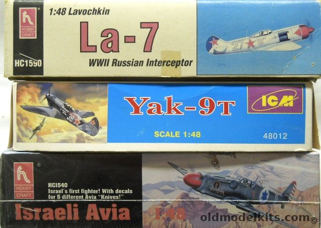 Hobby Craft 1/48 La-7 Soviet Interceptor  / ICM Yak-9T / Hobby Craft Israeli S-199 Avia Knive, HC1590 plastic model kit