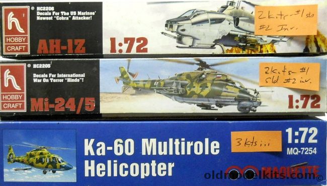 Hobby Craft 1/72 TWO AH-1Z Cobra / TWO Mi-24 Hind / THREE Maquette Ka ...