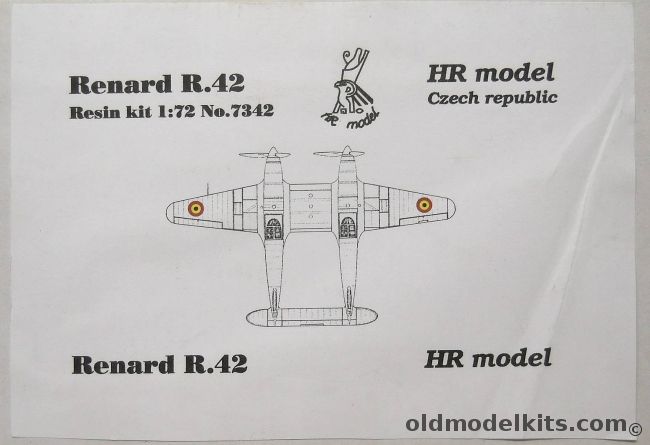 HR Model 1/72 Renard R.42 - (R42 Twin Fighter), 7342 plastic model kit