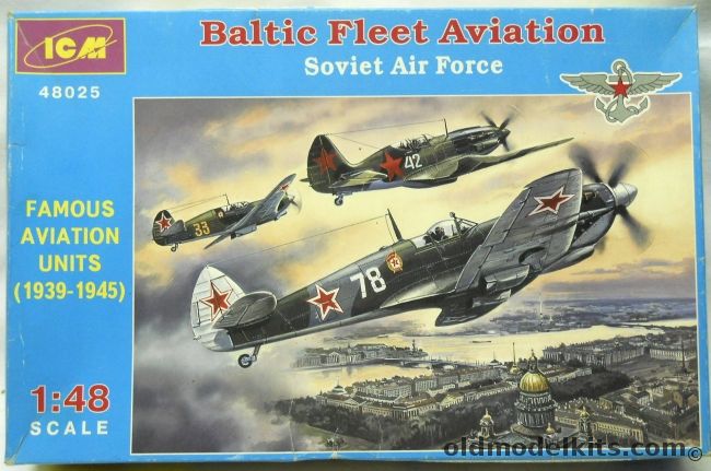 ICM 1/48 Baltic Fleet Aviation Soviet Air Force Mig-3  Yak-7B Spitfire Mk.IX - And 12 Figures, 48025 plastic model kit