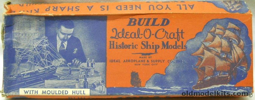 Ideal Aeroplane & Supply Barquentine Sailing Ship - 12 Inch Long Wooden Model With Moulded Hull plastic model kit