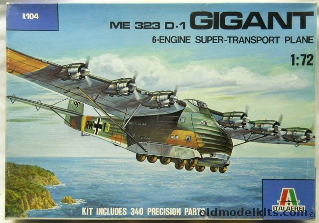 Italaerei 1/72 Me-323 D-1 Gigant 6 Engine Transport, 104 plastic model kit