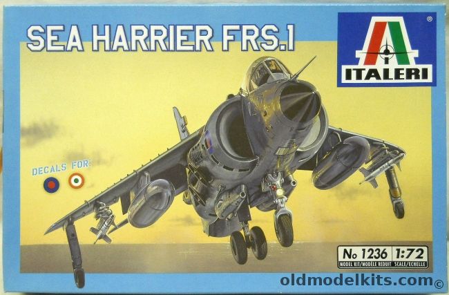 Italeri 1/72 TWO Sea Harrier FRS.1 - RNAS Yeovilton 700A Flight 1979 / Indian Navy INS Vikrant 300 Sq 1982 / RNAS HMS Invincible 801 Sq 1982 /, 1236 plastic model kit