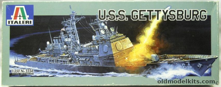 Italeri 1/350 CG-64 USS Gettysburg - Ticonderoga Class Aeggis Guided Missile Cruiser, 5554 plastic model kit