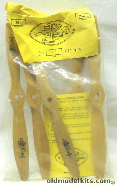 J Zinger Products Two 9-4 And THREE 9-5 Wood Propellers NOS - JZ - Bagged, 301 plastic model kit
