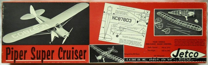 Jetco Piper Super Cruiser PA-12 - 40 Inch Wingspan Scale R/C Or Free Flight Flying Aircraft, S-6 plastic model kit