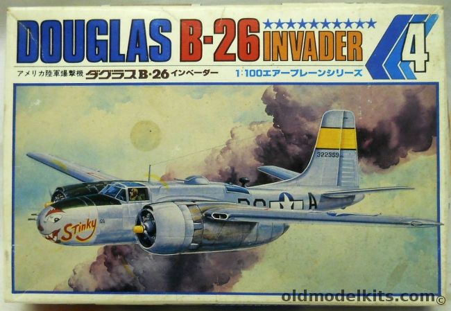 Kawai 1/144 TWO Douglas B-26 Invader, KJP-04-100 plastic model kit