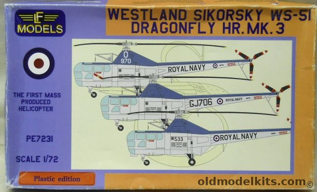 LF Models 1/72 Westland Sikorsky WS-51 Dragonfly Hr.Mk.3 - The First Mass Produced Helicopter - Decals For Three Different UK FAA Helicopters, PE7231 plastic model kit