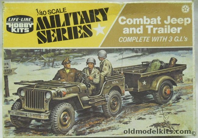 Life-Like 1/40 Combat Jeep And Trailer - With 3 GIs - (ex Revell), 09652 plastic model kit