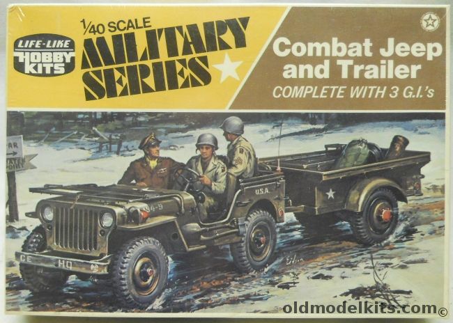 Life-Like 1/40 Combat Jeep And Trailer - With 3 GIs - (ex Revell), 09652 plastic model kit