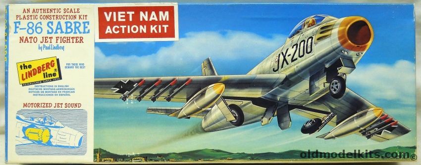 Lindberg 1/48 F-86 Sabre NATO Jet Fighter Motorized - Viet Nam Action Kit Issue, 310M-129 plastic model kit
