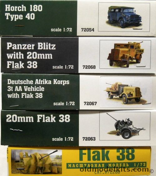 MAC Distribution 1/72 Horch 180 Type 40 / Panzer Blitz With 20mm Flak 38 / Deutsche Afrika Korps 3t AA Vehicle With Flak 38 / 20mm Flak 38 / Ace Flak 38, 72054 plastic model kit