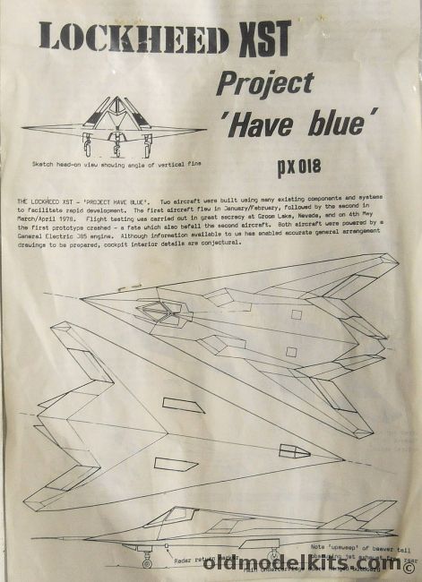 Maintrack 1/72 Lockheed XST Project Have Blue - Stealth Prototype Fighter - Bagged, PX018 plastic model kit