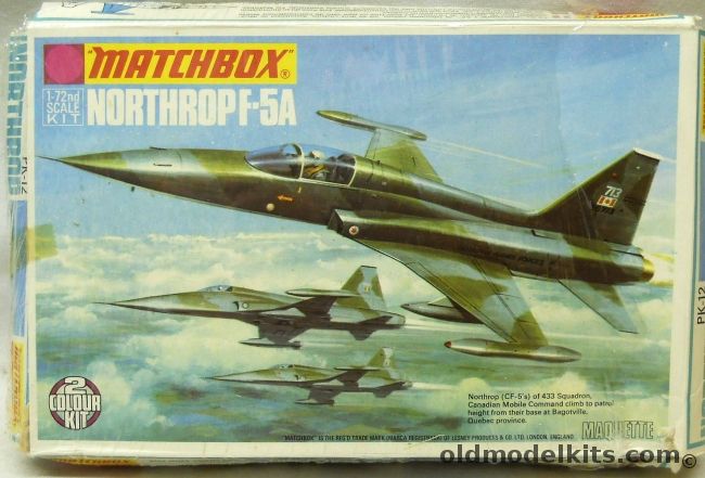 Matchbox 1/72 Northrop F-5A Freedom Fighter - USAF Prototype Development Aircraft or Royal Canadian Air Force (RCAF) 433 Squadron Mobile Command, PK-12 plastic model kit