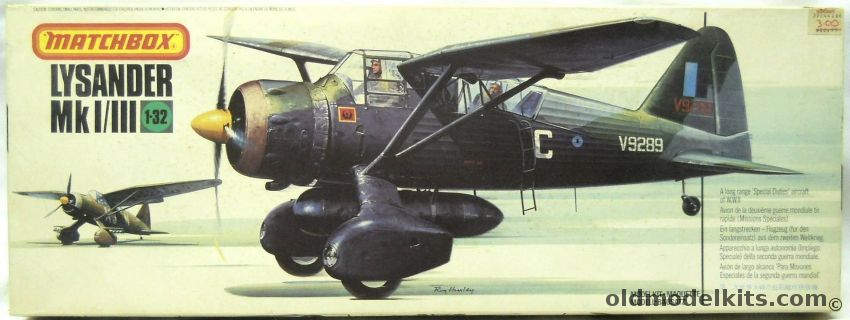 Matchbox 1/32 Westland Lysander Mk I/III - 357 (SD) Sq 'C' (Special) Flight SEAC Burma 1944 / 16 (A/C) Sq Odiham 1939 / 161 Sq (Special Duties) Tempsford Late 1942, PK504 plastic model kit