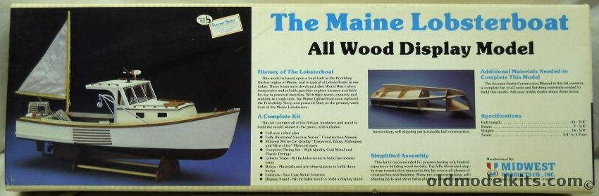 Midwest 1/27 The Maine Lobsterboat - For R/C or Display - 21.8 Inch Long Simplified Plank-On-Frame Boothbay Harbor Lobsterboat, 953 plastic model kit