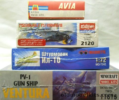 Minicraft 1/72 PV-1 Gun Ship Ventura And Maquette Il-10 Stormovik And Academy Focke-Wulf FW-191 A6/8 And KP Avia B-35, 11615 plastic model kit