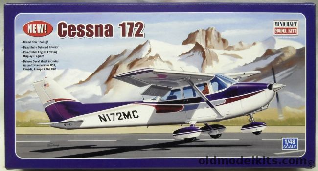 Minicraft 1/48 Cessna 172 - With Civil Decals for USA / Canada / Europe / UK, 11635 plastic model kit