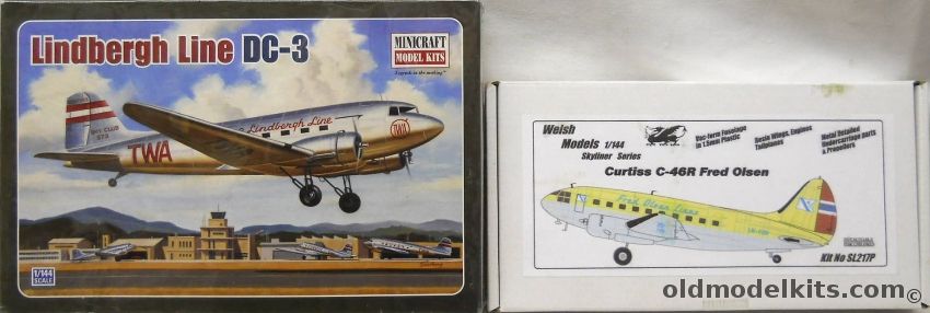 Minicraft 1/144 DC-3 TWA / Welsh Curtiss C-46R Fred Olsen Lines With Decals For Three Different Aircraft - (C-46), 14548 plastic model kit