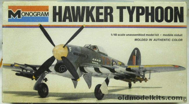 Monogram 1/48 Hawker Mk 1B Typhoon - With KMC Update Set / True Details Resin Wheels / Squadron Crystal Clear Canopy - 3 RAF Squadrons - White Box Issue, 5303 plastic model kit