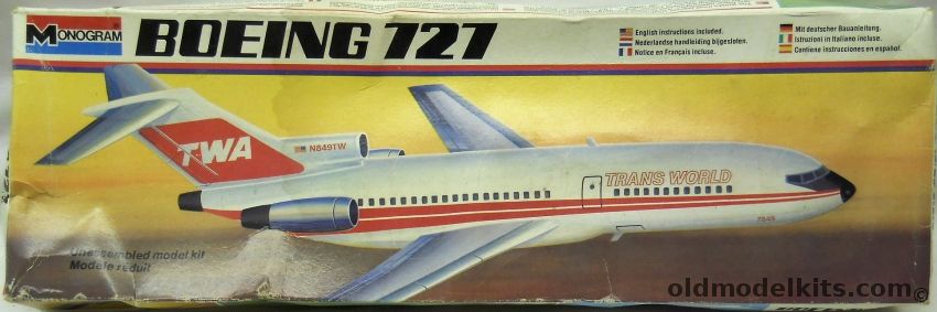 Monogram 1/96 Boeing 727 TWA - (ex Aurora), 5414 plastic model kit