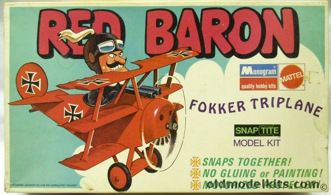 Monogram Red Baron Fokker Triplane - Snap Tite Motorized Peanuts Snoopy Sopwith Camel Series, 5903 plastic model kit