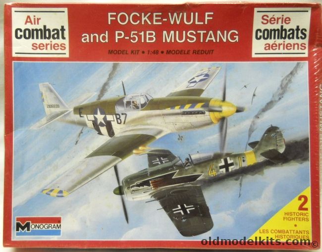 Monogram 1/48 Focke-Wulf FW-190 and North American P-51Mustang - Air Combat Series, 6081 plastic model kit