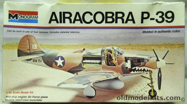 Monogram 1/48 Bell P-39D / D-2 / L-1 / P-400 Airacobra - USSR / D-1 From 347th FG 67th FS 13 AF Guadalcanal / D-2 From 54th FG 57th FS Alaska, 6844 plastic model kit