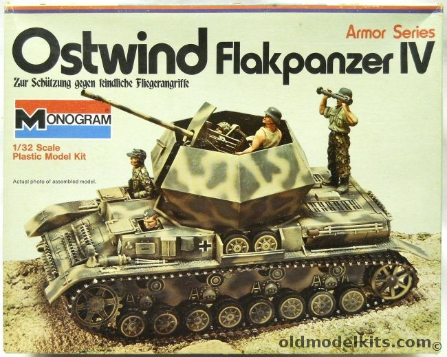 Monogram 1/32 Ostwind Flakpanzer IV - With Diorama Sheet, 7582 plastic model kit