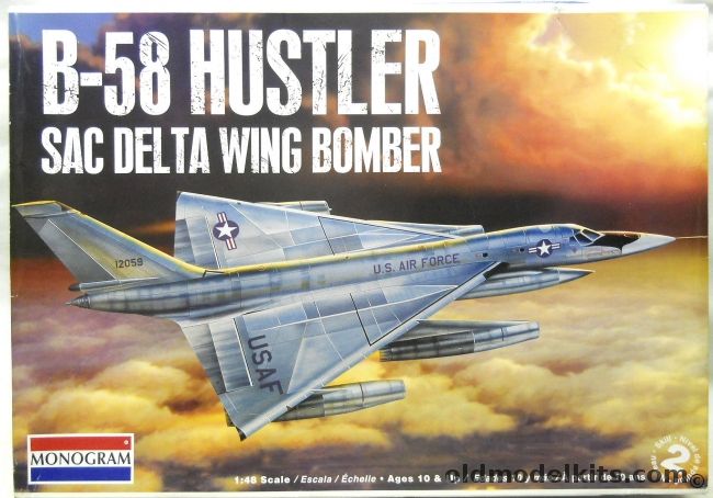 Monogram 1/48 Convair B-58 Hustler SAC Supersonic Bomber With SAC Metal Landing Gear - 'Greased Lightning' 305th BW or 'Ginger' Edwards AFB, 85-5713 plastic model kit