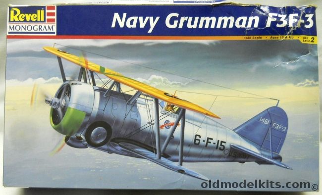 Monogram 1/32 Navy Grumman F3F-3 - (F3F3) Ist Section VF-5 USS Yorktown or VF-6 Enterprise, 85-5835 plastic model kit