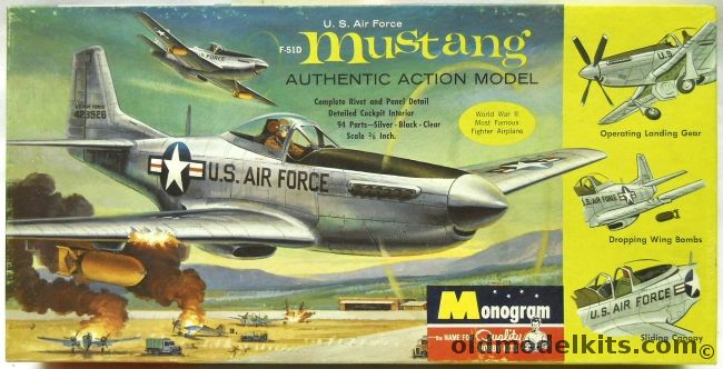 Monogram 1/32 F-51D (P-51D) Mustang Action Model - Four Star Issue, PA77-198 plastic model kit