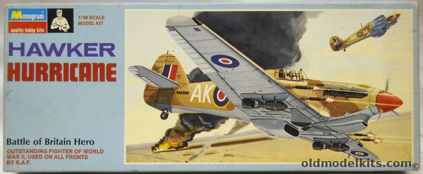 Monogram 1/48 Hawker Hurricane - Mk IIA/Mk IIB/Mk IIC/Mk IID/Mk IV - Blue Box Issue, PA90-100 plastic model kit