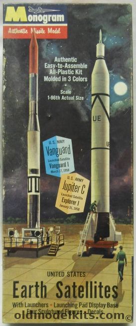 Monogram 1/96 United States Earth Satellites Vanguard and Jupiter C - With Launching Pad and Crew, PD41-98 plastic model kit