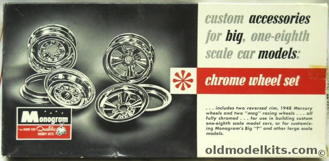 Monogram 1/8 Chrome Wheel Set With FOUR MAGS - Custom Accessories For 1/8 Scale Cars, AK205-79 plastic model kit