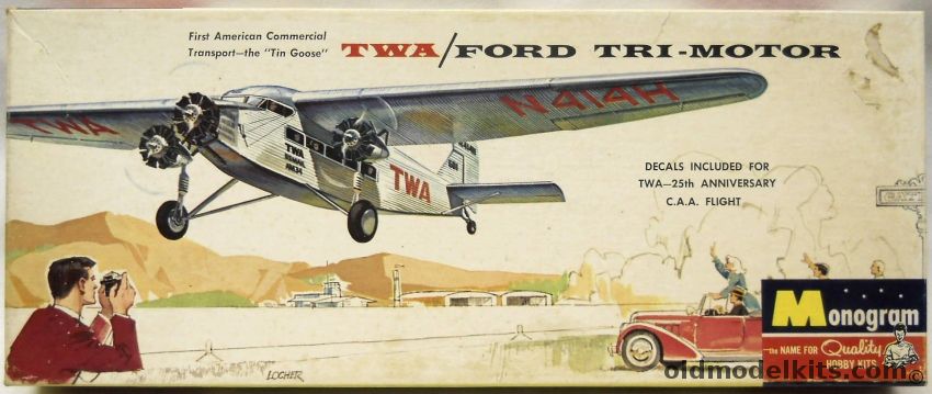 Monogram 1/77 TWA Ford Tri-Motor - 25th Anniversary CAA Flight - Four Star Issue, PA122-100 plastic model kit