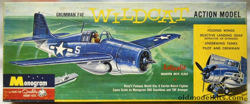 Monogram 1/48 Grumman F4F Wildcat Action Model - Four Star Issue, PA66-98 plastic model kit