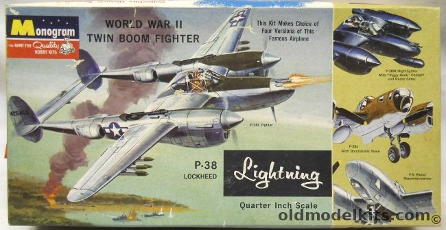 Monogram 1/48 P-38 Lightning - With Profile Publications P-38 Book - P-38L / P-38M 2 Seat Night Fighter / P-38J / F-5 Lightning - Four Star Issue, PA97-200 plastic model kit