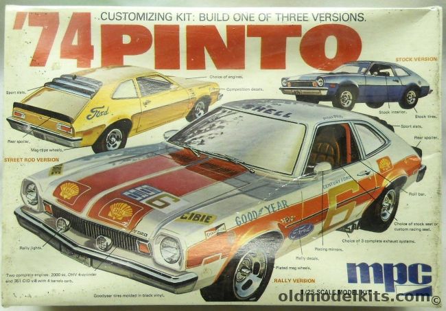MPC 1/25 1974 Ford Pinto Customizing Kit - Stock / Street Rod / Rally Version, 1-7412-250 plastic model kit