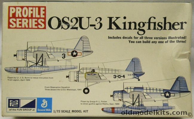 MPC 1/72 Kingfisher OS2U-1 Profile Series - Lt. JG Burns Truk Rescue April 1944 / Observation Sq 3 USS Mississippi 1941 / Ensign PL Ferber Peleliu Sept 1944 - (OS2U1), 2-1106-100 plastic model kit