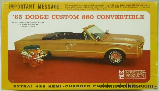 MPC 1/25 1965 Dodge Custom 880 Convertible - Custom or Stock And With Extra 426 Hemi Engine, 4-149 plastic model kit