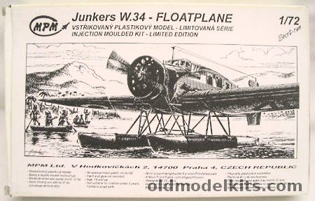 MPM 1/72 Junkers W.34 (W-34) Floatplane - Fuerza Aerea Colombiana / DNL Norway / Luftwaffe, 72071 plastic model kit