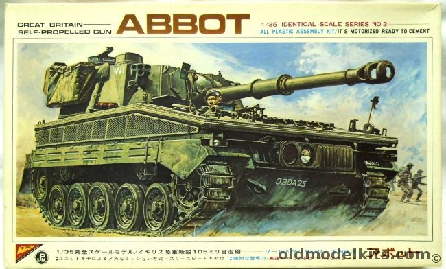 Nichimo 1/35 Abbot - FV433 SPG Great Britain Self-Propelled Gun - Motorized, R3503 plastic model kit