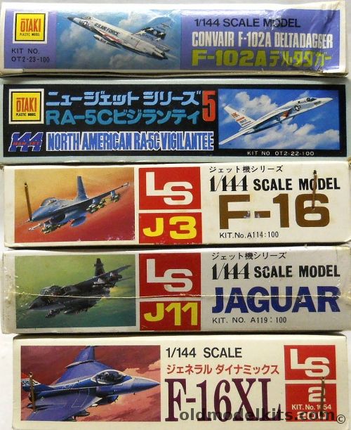 Otaki 1/144 F-102A Delta Daggar / RA-5C Vigilante / LS F-16 / LS Jaguar / LS F-16XL, OT2-23-100 plastic model kit
