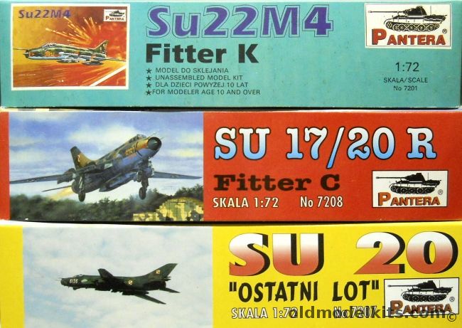 Pantera 1/72 Su-22 M4 Fitter K And Su-17 20R Fitter C and Su-20 Ostani Lot, 7201 plastic model kit