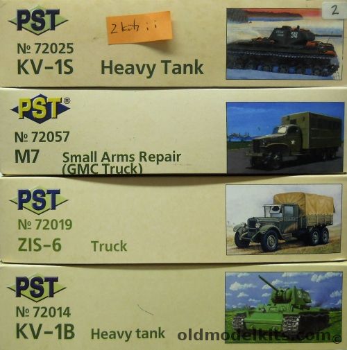 PST 1/72 TWO KV-1S Heavy Tanks / M7 Small Arm Repair GMC Truck / ZIS-6 Truck / KV-1B Heavy Tank, 72025 plastic model kit