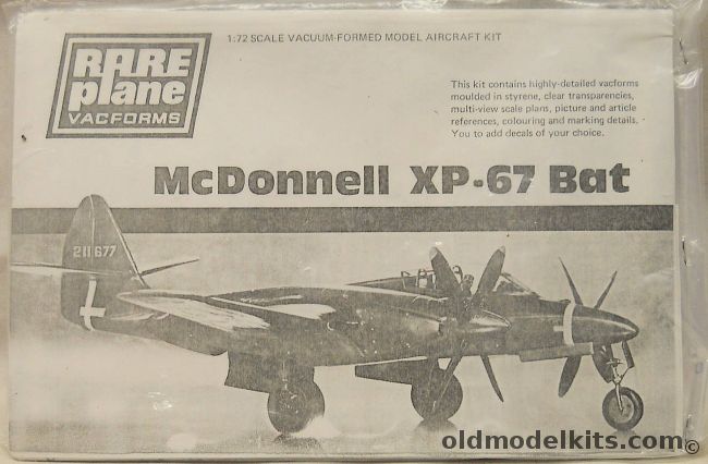 Rareplane 1/72 McDonnell XP-67 Bat with Resin Spinners - Bagged